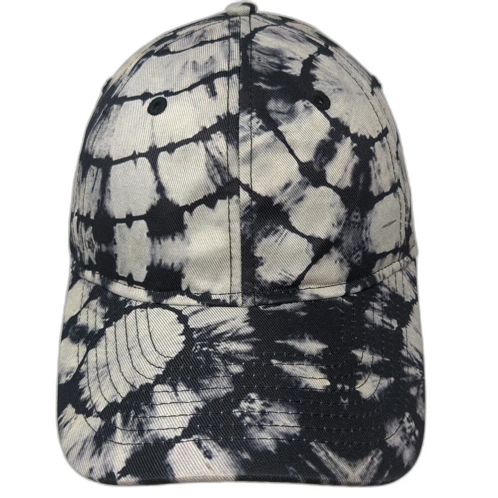 No Boundaries Baseball Cap Gray Black Tie-Dye One Size Recycled Slideback Hat